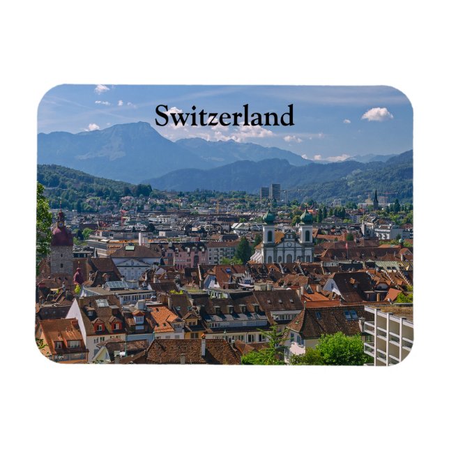Schweiz Cityscape Photo Magnet (Horisontell)