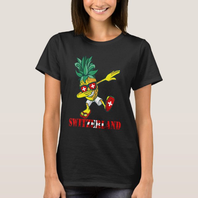 Schweiz Dabbing Pineapple Swiss Pride Swiss Fl T Shirt (Framsida)