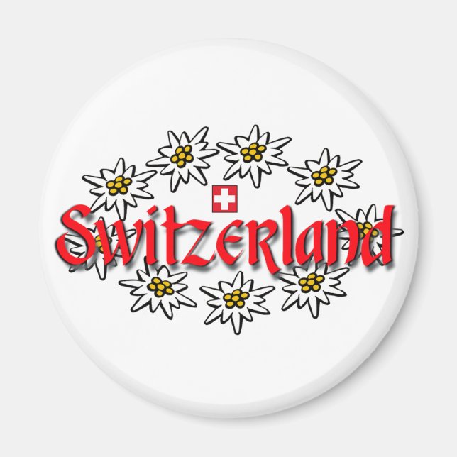Schweiz Edelweiss Button Magnet (Framsidan)