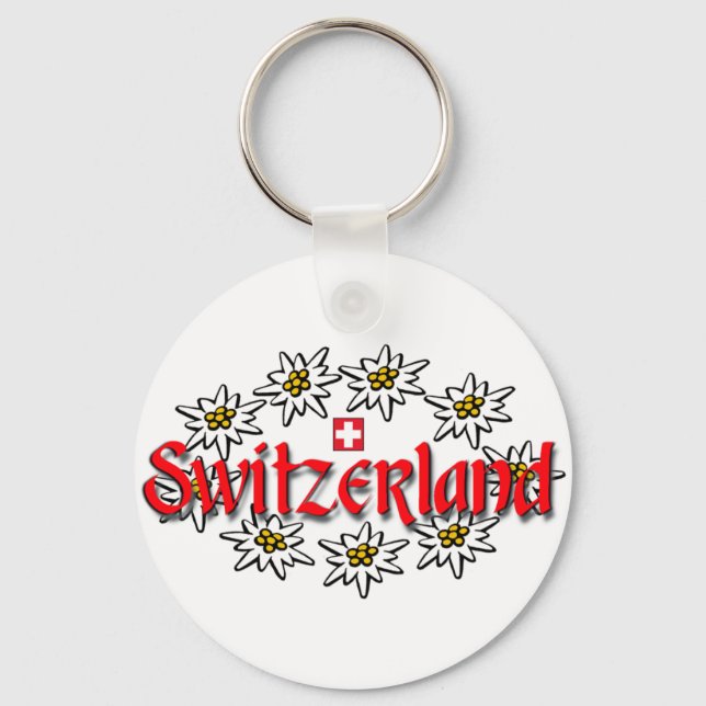 Schweiz Edelweiss Keychain Nyckelring (Framsida)
