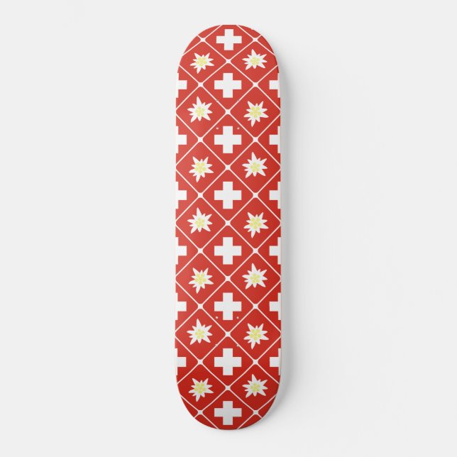 Schweiz Edelweiss mönster Skateboard Bräda 21,5 Cm (Framsida)