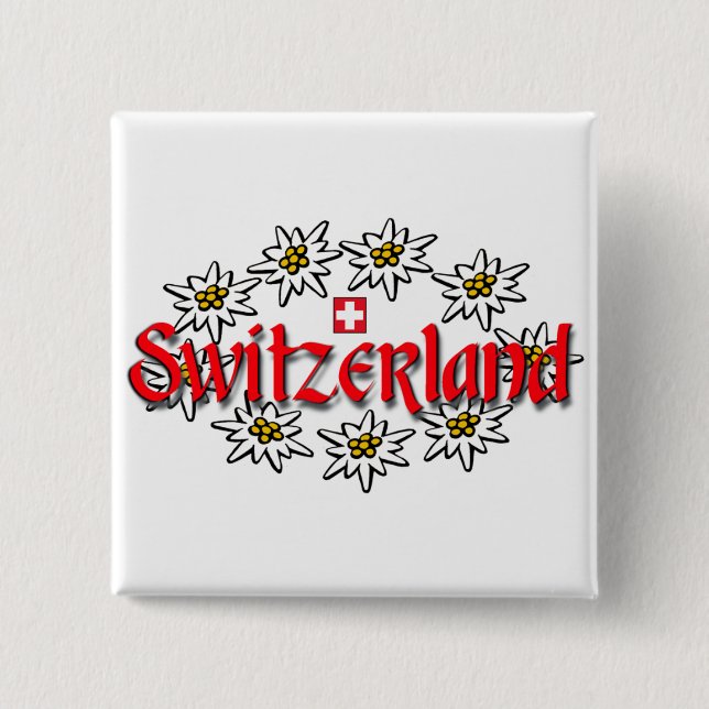 Schweiz Edelweiss Sq Button Knapp (Framsida)
