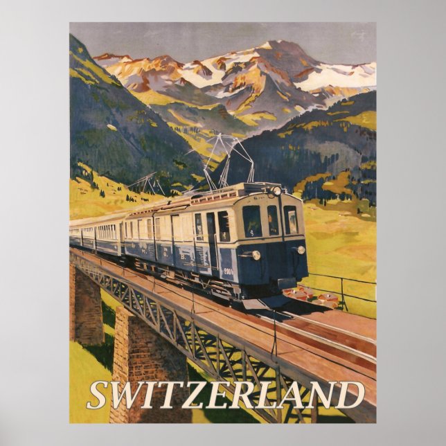 Schweiz, Elektriskt tåg, Järnväg Poster (Framsidan)