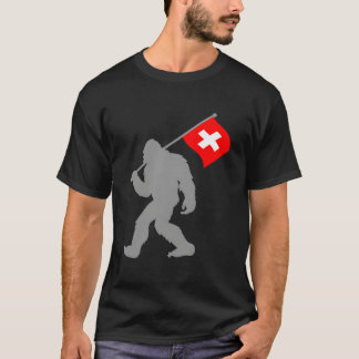 Schweiz eller Schweiziska flaggan på Schweiz flagg T Shirt