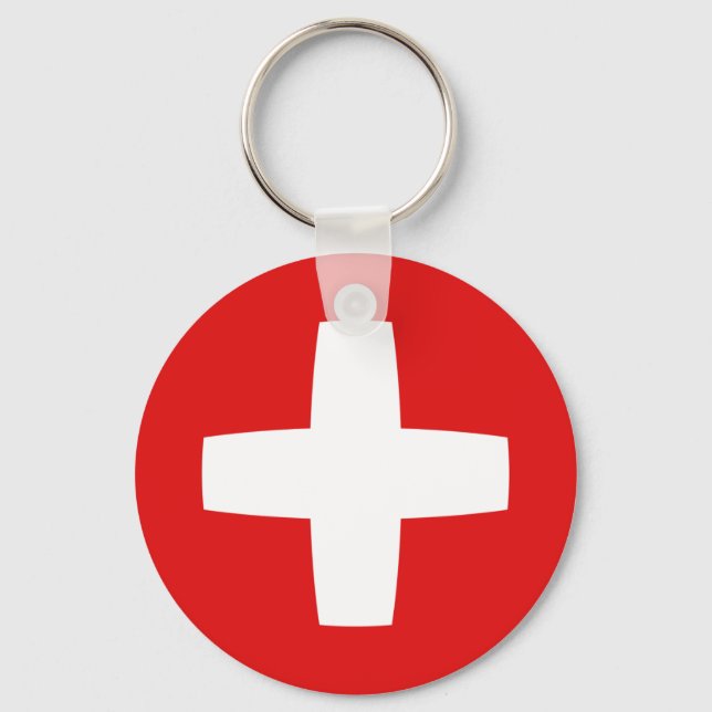 Schweiz Fisheye Flagga Keychain Nyckelring (Framsida)