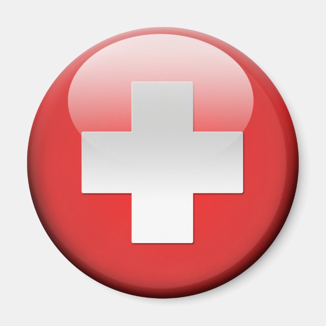 Schweiz Flagga 2.0 Magnet (Framsidan)