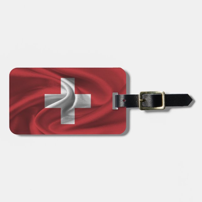 Schweiz flagga bagagebricka (Horisontell Framsida)