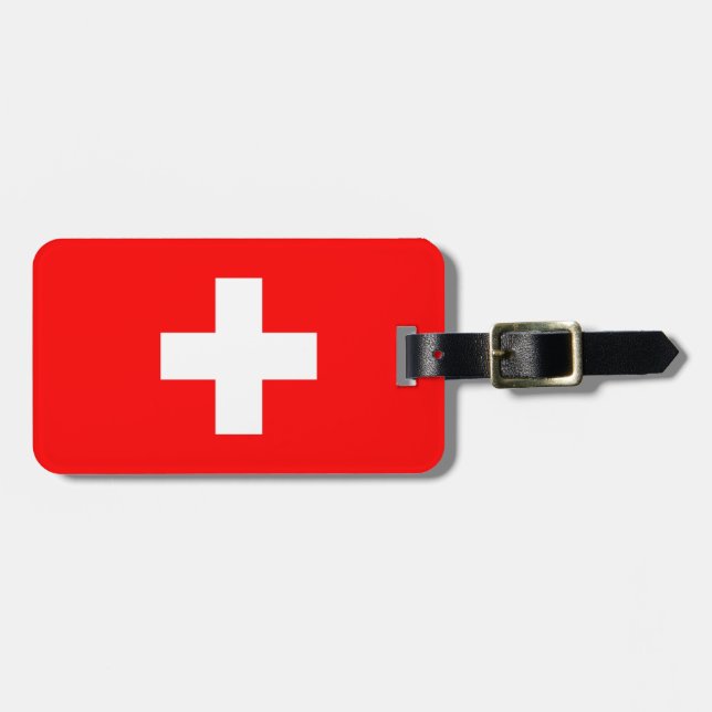 Schweiz Flagga Bagagebricka (Horisontell Framsida)