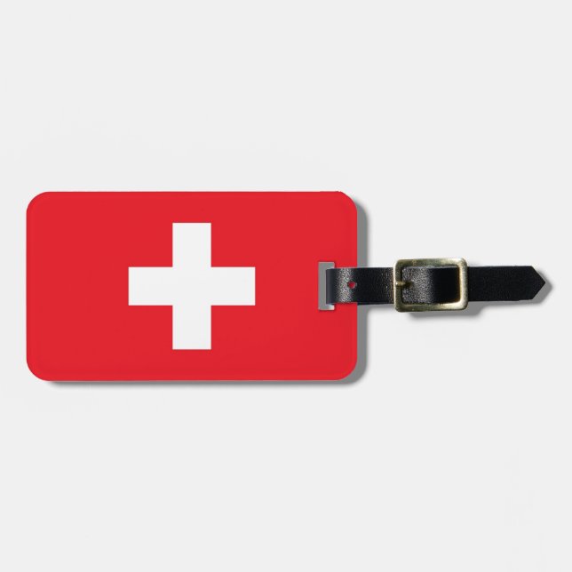 Schweiz flagga bagagebricka (Horisontell Framsida)