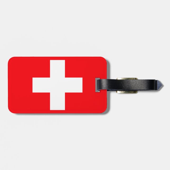 Schweiz flagga bagagebricka (Baksida Vågrät)