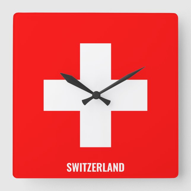 Schweiz Flagga Dazzling Patriotic Fyrkantig Klocka (Framsida)