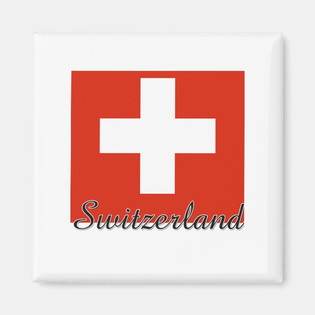 Schweiz Flagga Design Magnet (Framsidan)