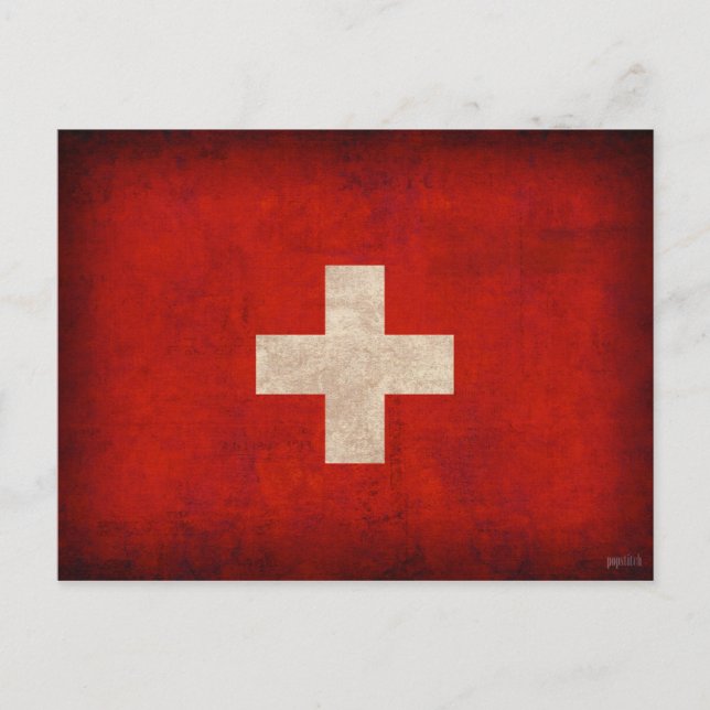 Schweiz Flagga Distress Postkort Vykort (Framsida)