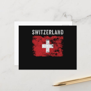 Schweiz Flagga Distress - Schweiz Flagga Vykort