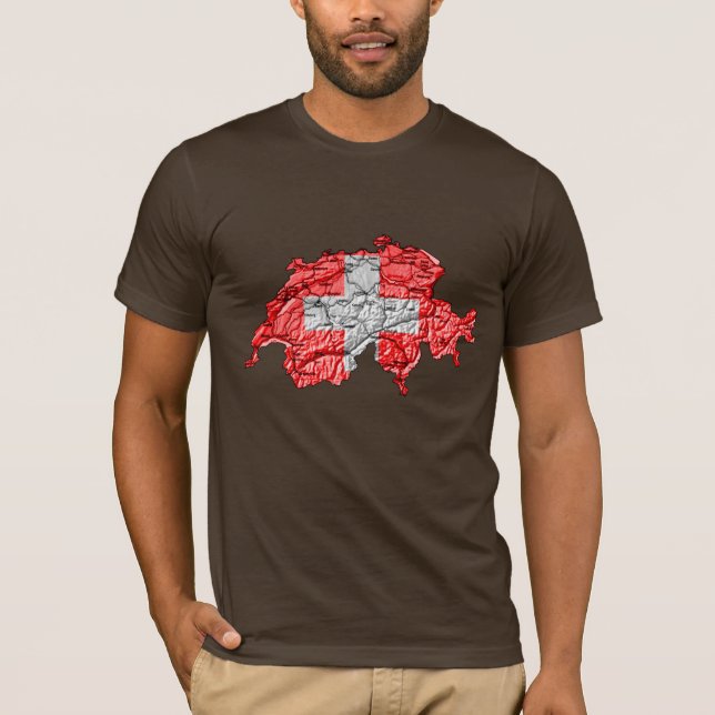 Schweiz Flagga Färg Kart T-Shirt (Framsida)