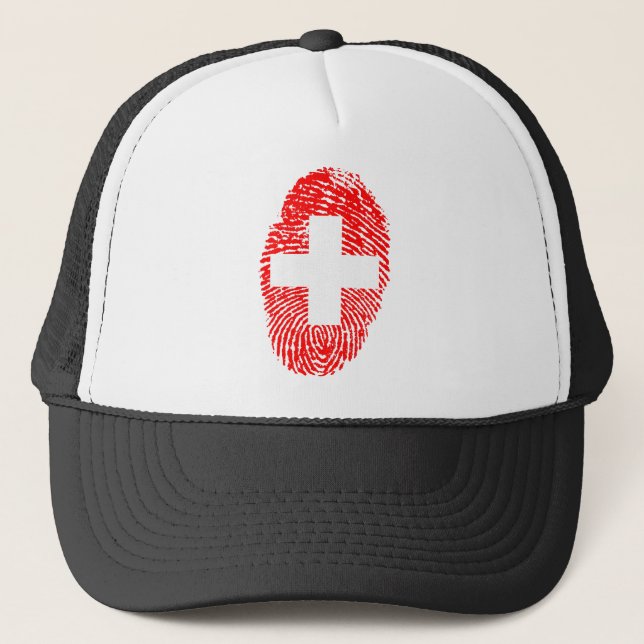 Schweiz Flagga Fingerprint Land Pride Keps (Framsida)
