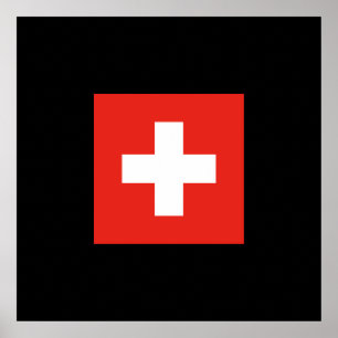 Schweiz Flagga - Flagga Schweiz Poster