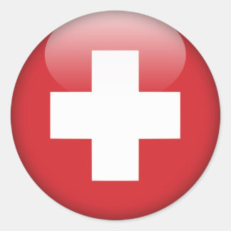 Schweiz Flagga - Flagga Schweiz Runt Klistermärke