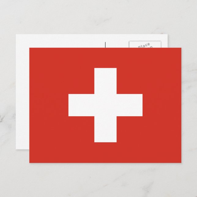 Schweiz Flagga, Flagga Schweiz Vykort (Fram/baksida)