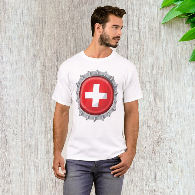 Schweiz Flagga Flaska Cap T Shirt (Skapare uppladdad)