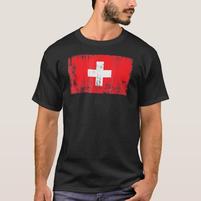 Schweiz Flagga Football-Fläkt Sports Vuxnor T Shirt (Framsida)
