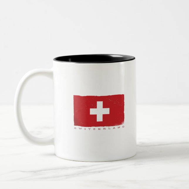SCHWEIZ Flagga För Schweiz-älskare Två-Tonad Mugg (Vänster)