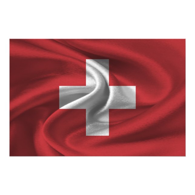 Schweiz Flagga Fototryck (Framsidan)