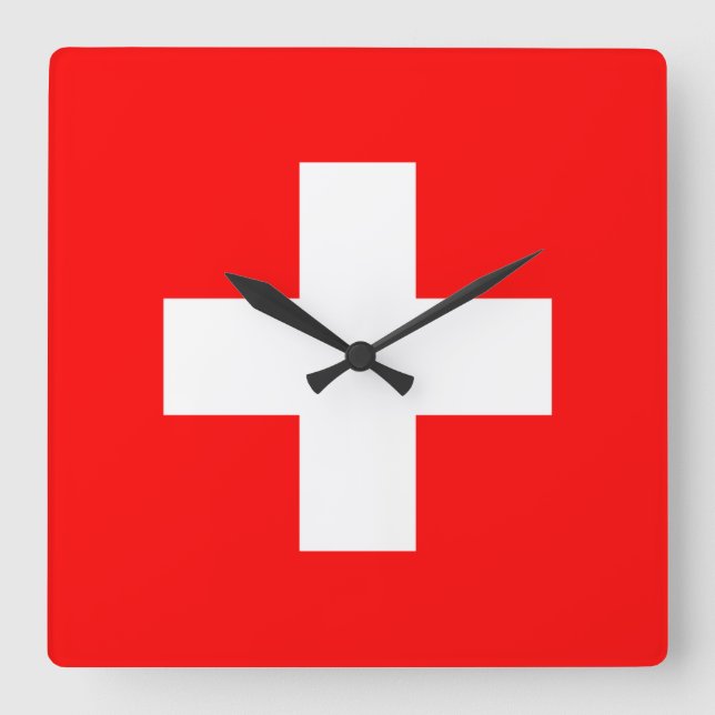 Schweiz flagga fyrkantig klocka (Framsida)