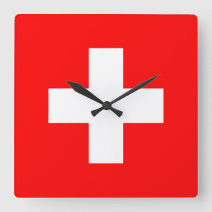 Schweiz Flagga Fyrkantig Klocka