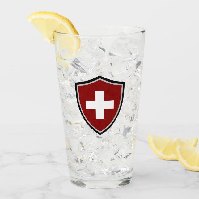 Schweiz flagga glaskopp (Framsida Ice)