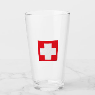 Schweiz Flagga Glass Glaskopp