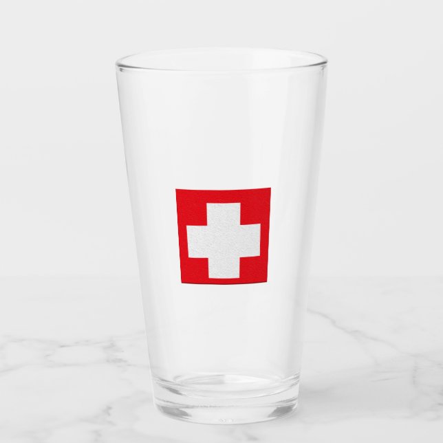 Schweiz Flagga Glass Glaskopp (Framsida)