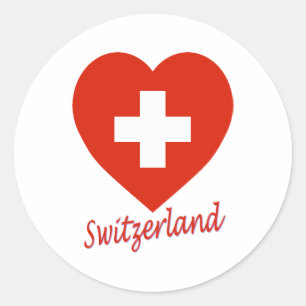 Schweiz Flagga Heart Runt Klistermärke