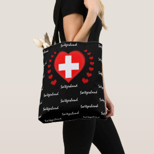 Schweiz Flagga & Heart Swiss Flagga mode / sport Tygkasse