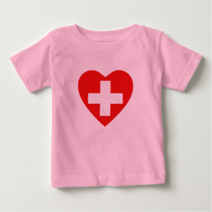 Schweiz Flagga Heart T-Shirt