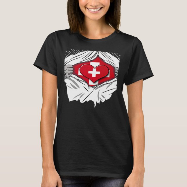 Schweiz flagga hem t shirt (Framsida)