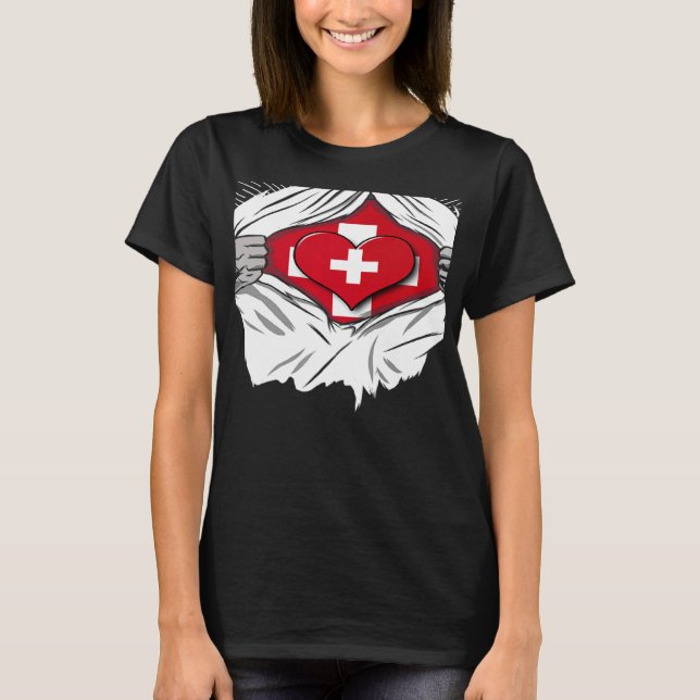Schweiz flagga hem t shirt (Framsida)