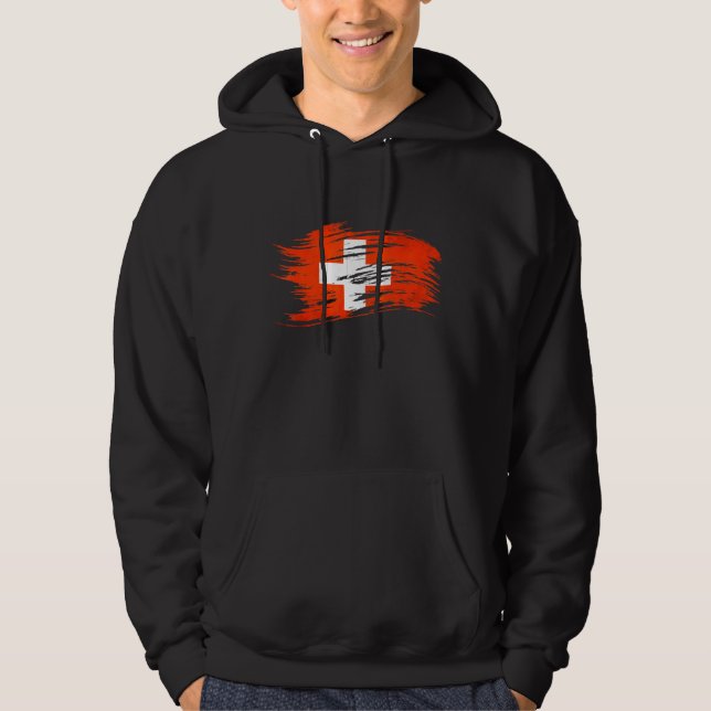 Schweiz Flagga Hoodie (Framsida)