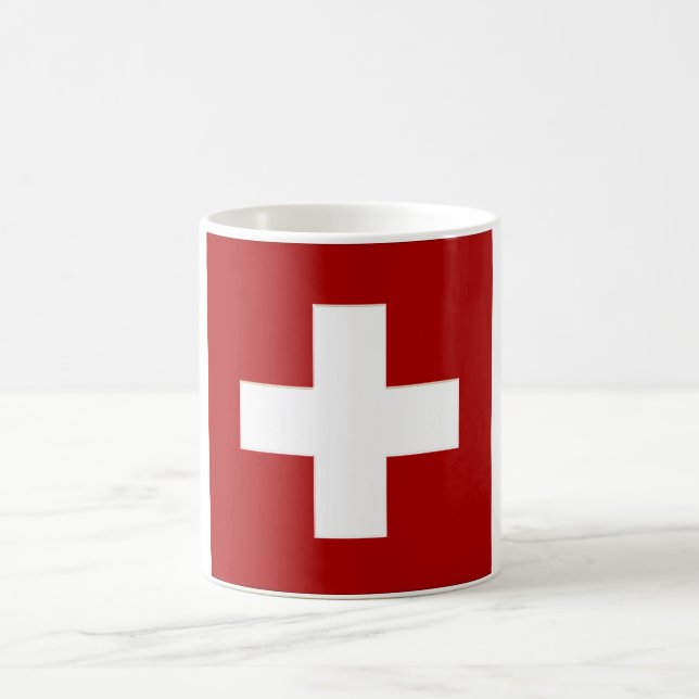 Schweiz Flagga i Chrome Grapphics Kaffe Mugg (Center)