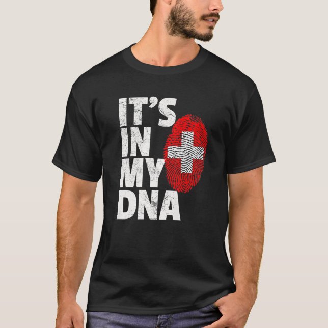 Schweiz Flagga: IN MY DNA Jul Gi T Shirt (Framsida)