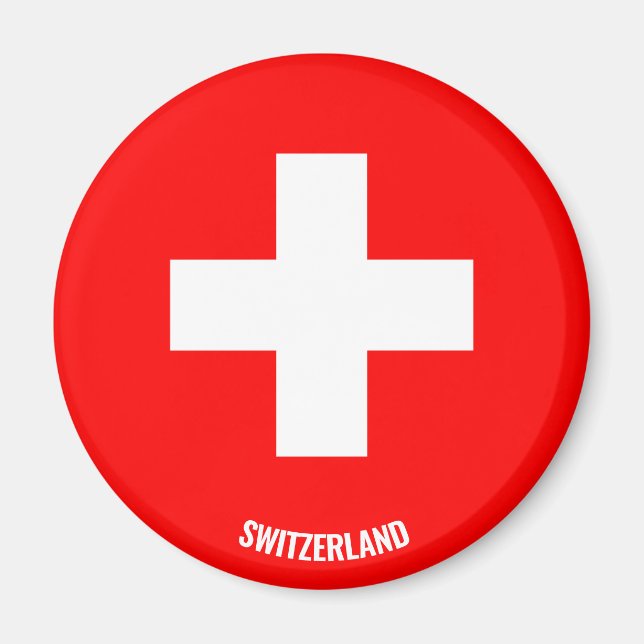 Schweiz Flagga Inscription Red White Kor Magnet (Framsidan)
