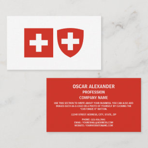 Schweiz Flagga & Jacka av Arm, Schweiz Flagga Visitkort