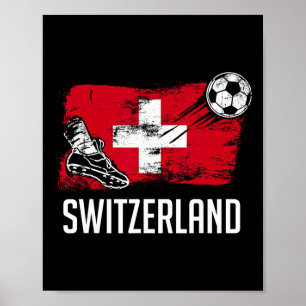Schweiz Flagga Jersey Schweiziskt fotbollslag Schw Poster