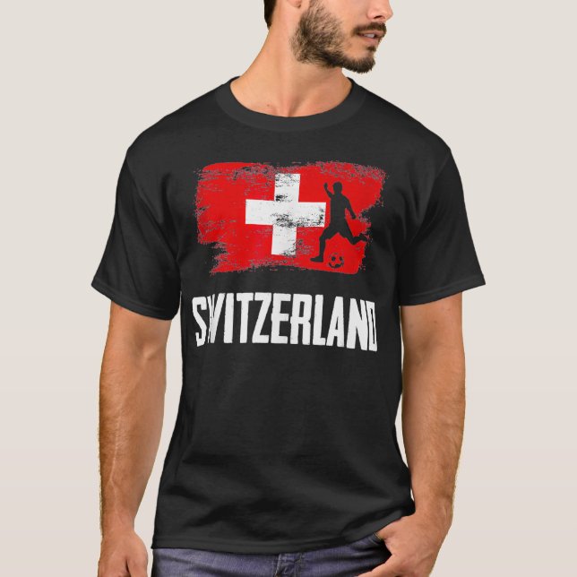 Schweiz Flagga Jersey Swiss Soccer Team Swiss, M T Shirt (Framsida)
