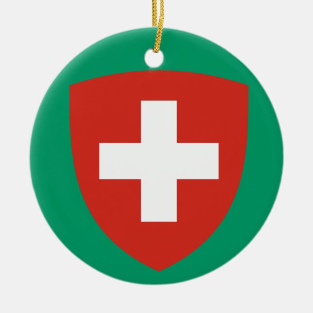 SCHWEIZ Flagga jul Julgransprydnad Keramik (Framsidan)