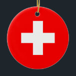 Schweiz Flagga Julgransprydnad Keramik<br><div class="desc">Schweiz Flagga</div>