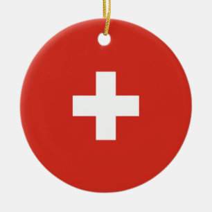 Schweiz flagga julgransprydnad keramik