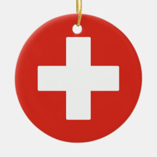 Schweiz Flagga Julgransprydnad Keramik
