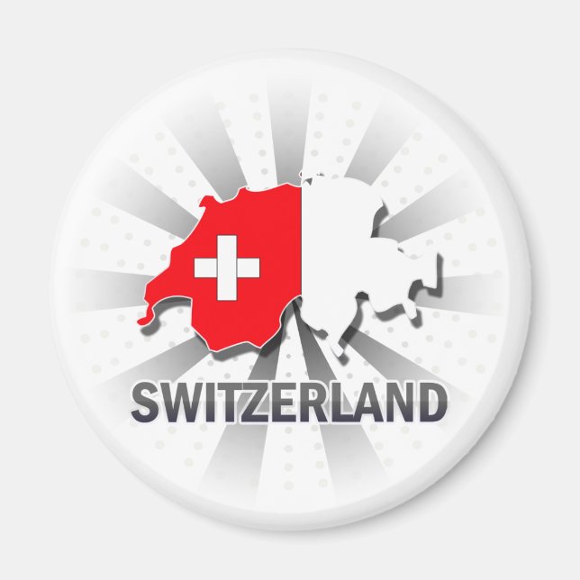 Schweiz Flagga Karta 2.0 Magnet (Framsidan)