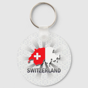 Schweiz Flagga Karta 2.0 Nyckelring